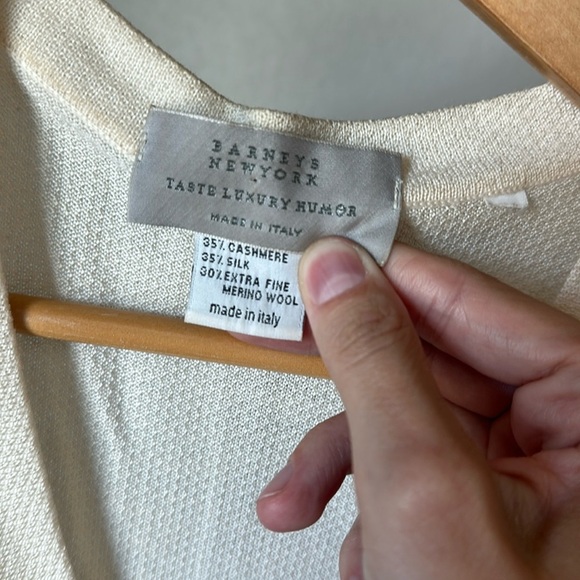 Barneys New York Cashmere Silk Merino Knit Vest Cream Textured Made in Italy - Picture 3 of 13